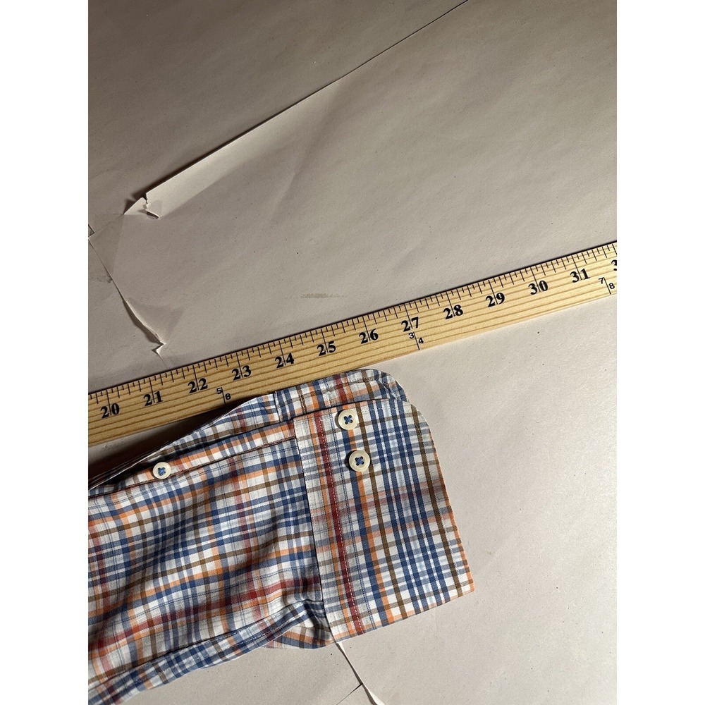 Peter Millar Shirt Adult Large Orange Multicolor Tartan Plaid Button Down Men's - Picture 12 of 12